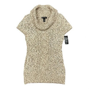 INC Retro Glamour Cowl Neck Knit Sweater Brown/Tan Stretchy Bodycon Size L